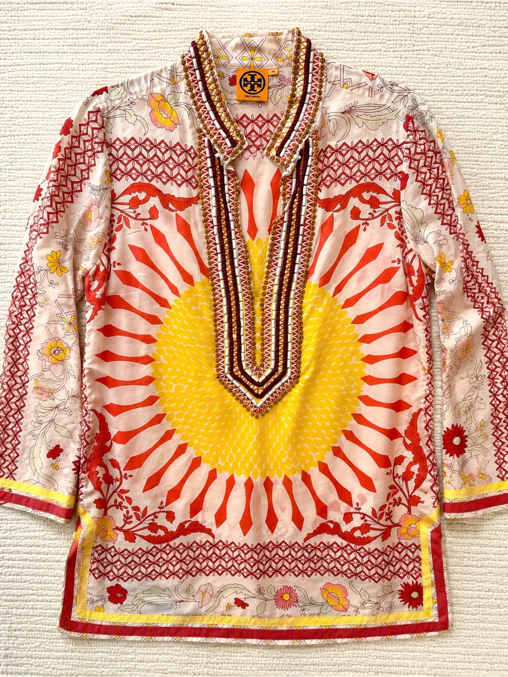 Tory Burch Beaded Cotton Tunic — Size 10
